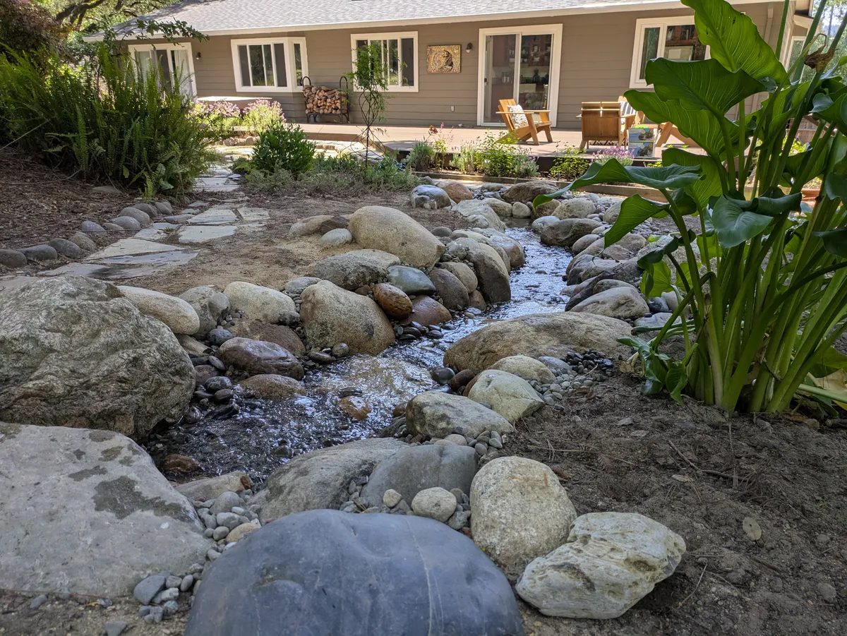 Backyard Granite Stream completed landscape