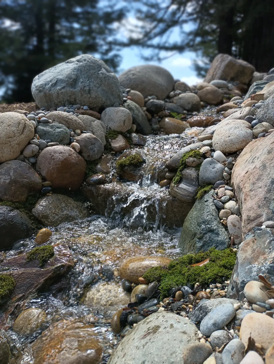 Cobblestone Hillside Creek completed landscape